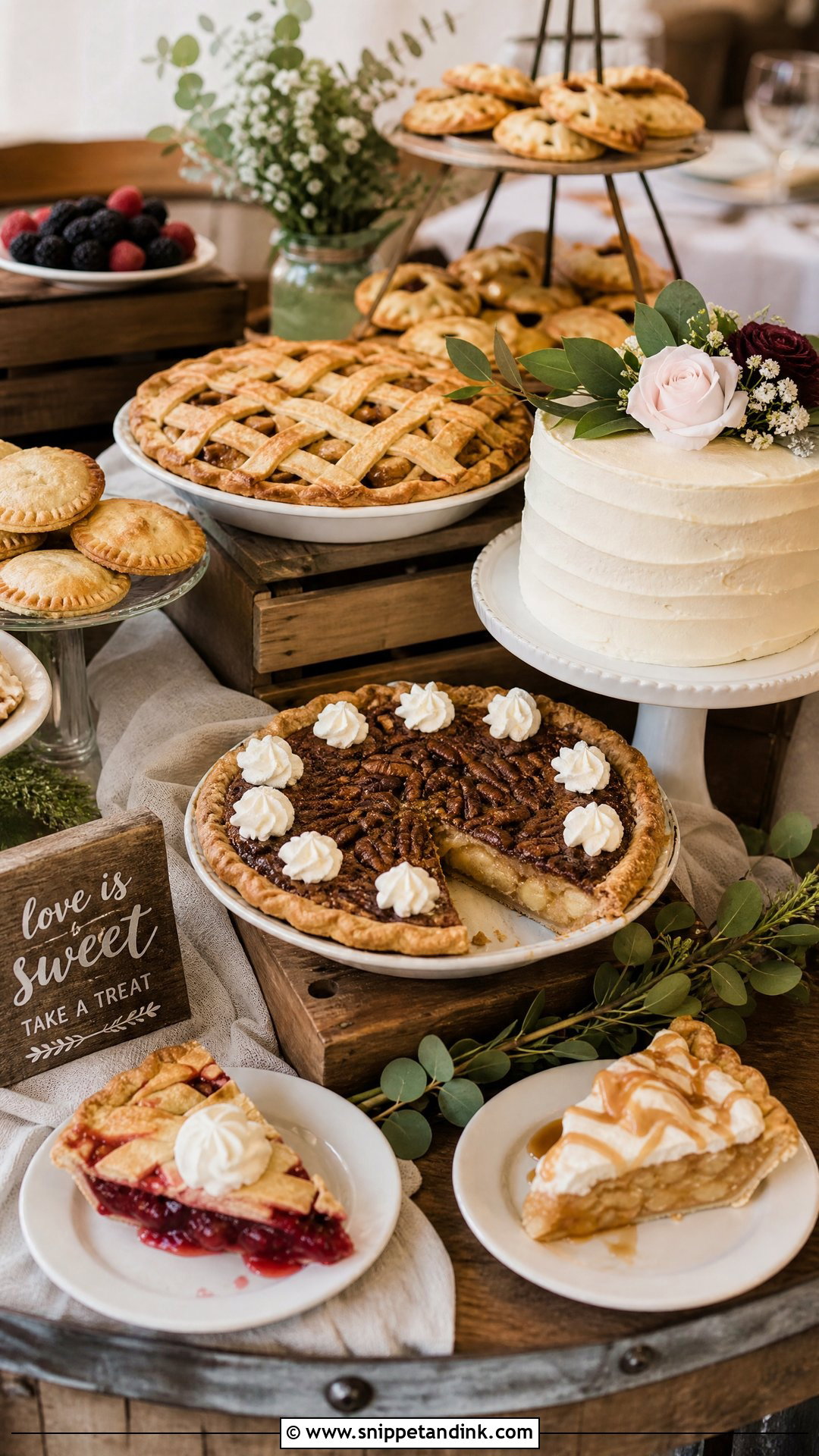 Wedding Dessert Bar With Pies - Snippet and Ink - 20 Wedding Dessert Bar Ideas