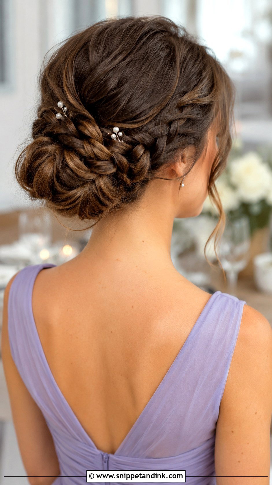 Wedding Dinner Braided Bun - Snippet and Ink - 15 Wedding Dinner Hairstyle Ideas