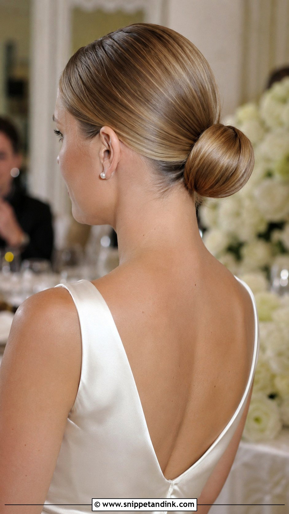 Wedding Dinner Sleek Bun - Snippet and Ink - 15 Wedding Dinner Hairstyle Ideas