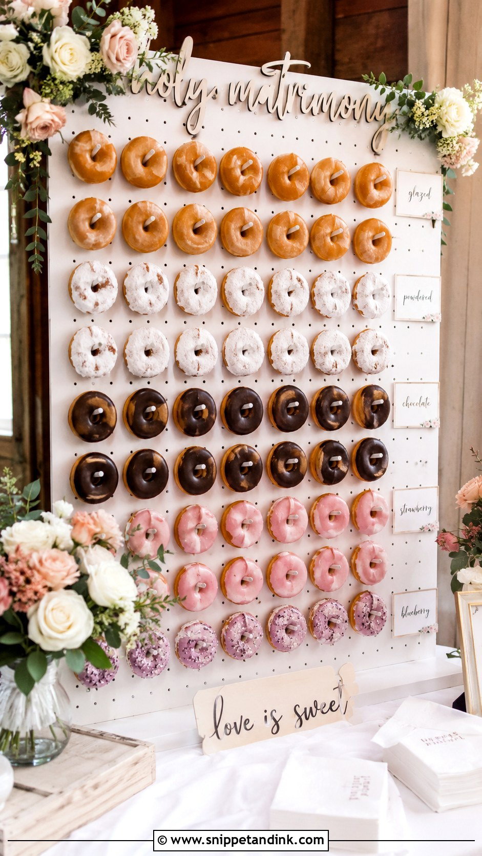 Wedding Donut Wall - Snippet and Ink - 20 Instead of Wedding Cake Ideas