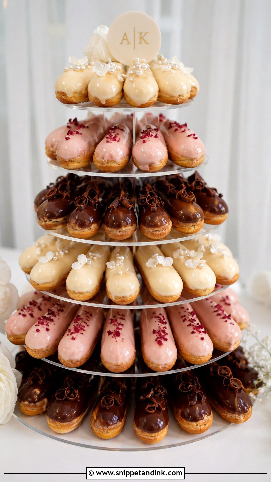 Wedding Eclair Tower - Snippet and Ink - 20 Wedding Cake Tower Ideas