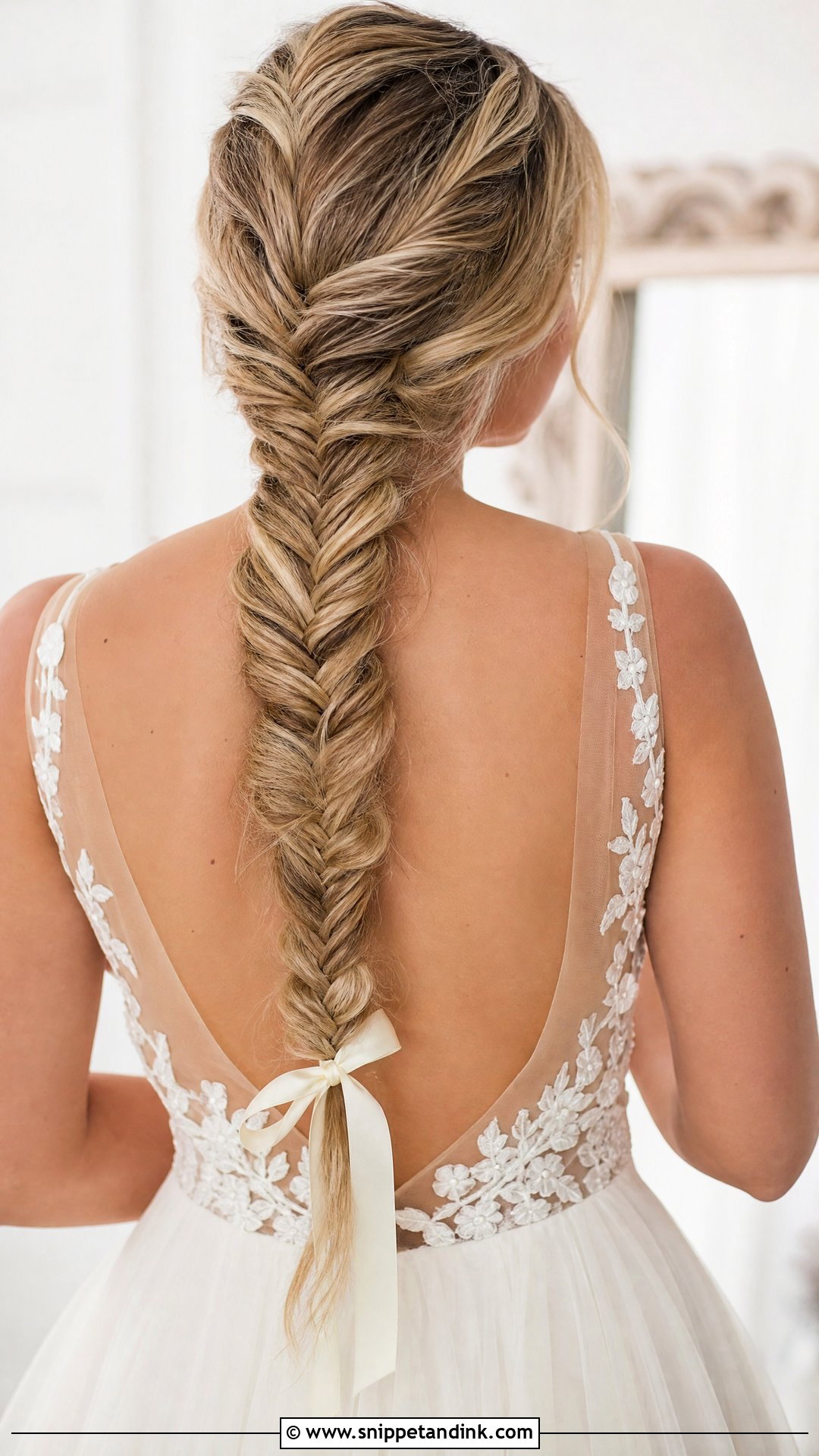 Wedding Fishtail Braid With Bow - Snippet and Ink - 20 Wedding Hairstyles Bow