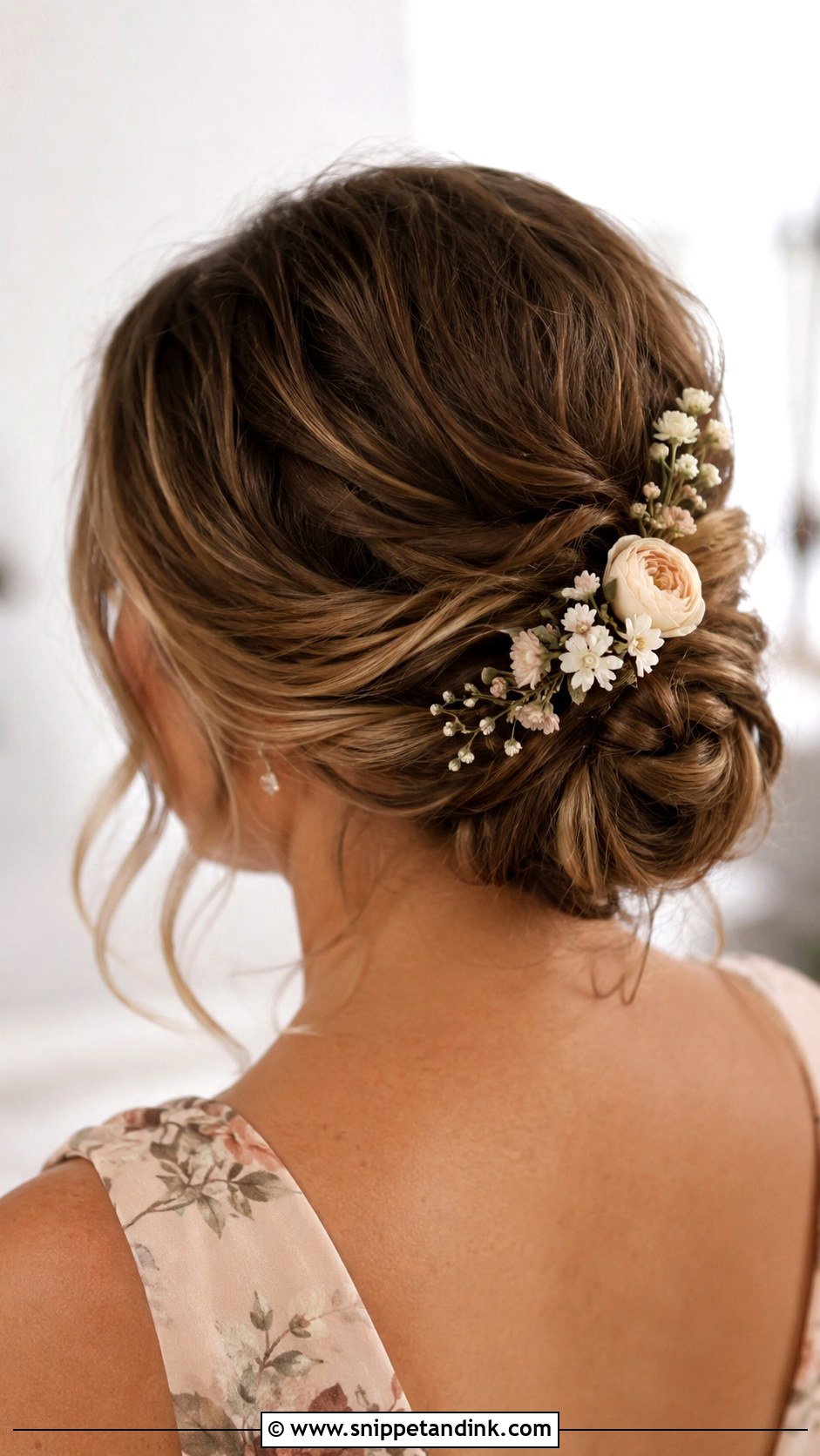 Wedding Floral Bun Bridesmaid Updo - Snippet and Ink - 20 Wedding Hair Updo Bridesmaid Ideas