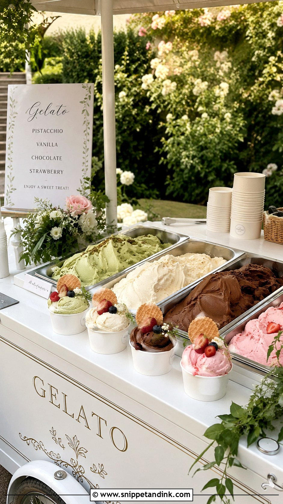 Wedding Gelato Cart - Snippet and Ink - 25 Wedding Cake Replacement Ideas