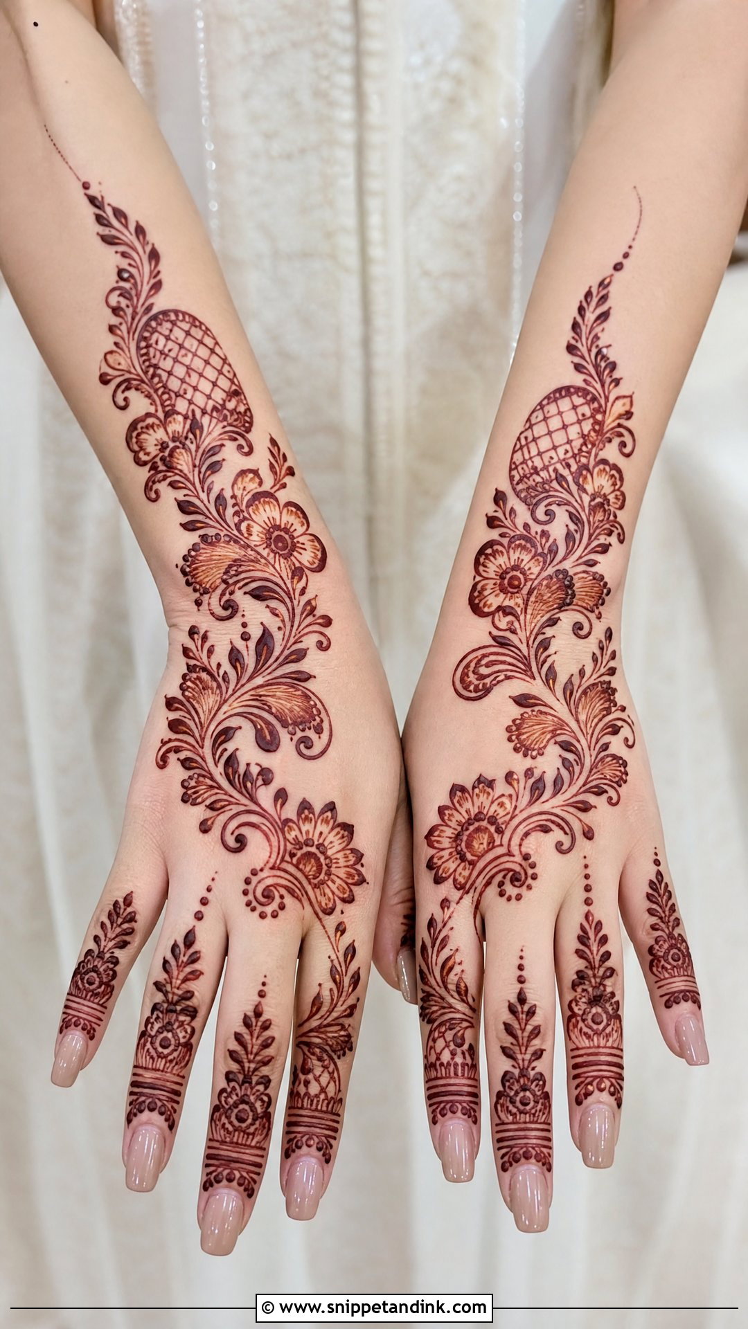 Wedding Guest Arabic Back Hand Mehndi Design - Snippet and Ink - 30 Latest Arabic Back Hand Mehndi Designs