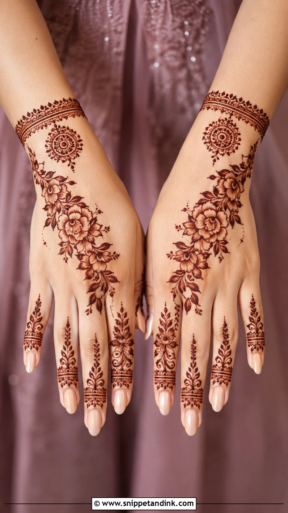 Wedding Guest Back Hand Mehndi Design - Snippet and Ink - 35 Back Hand Mehndi Designs