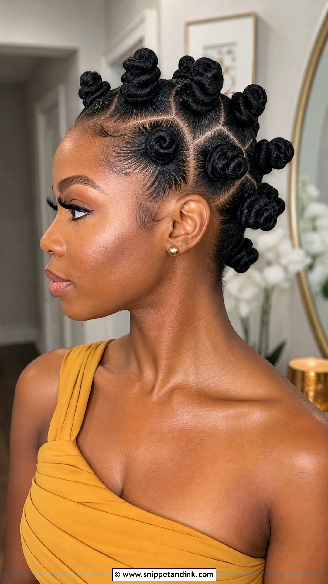 Wedding Guest Bantu Knot Updo For Black Women - Snippet and Ink - 20 Wedding Guest Hair Black Women Ideas
