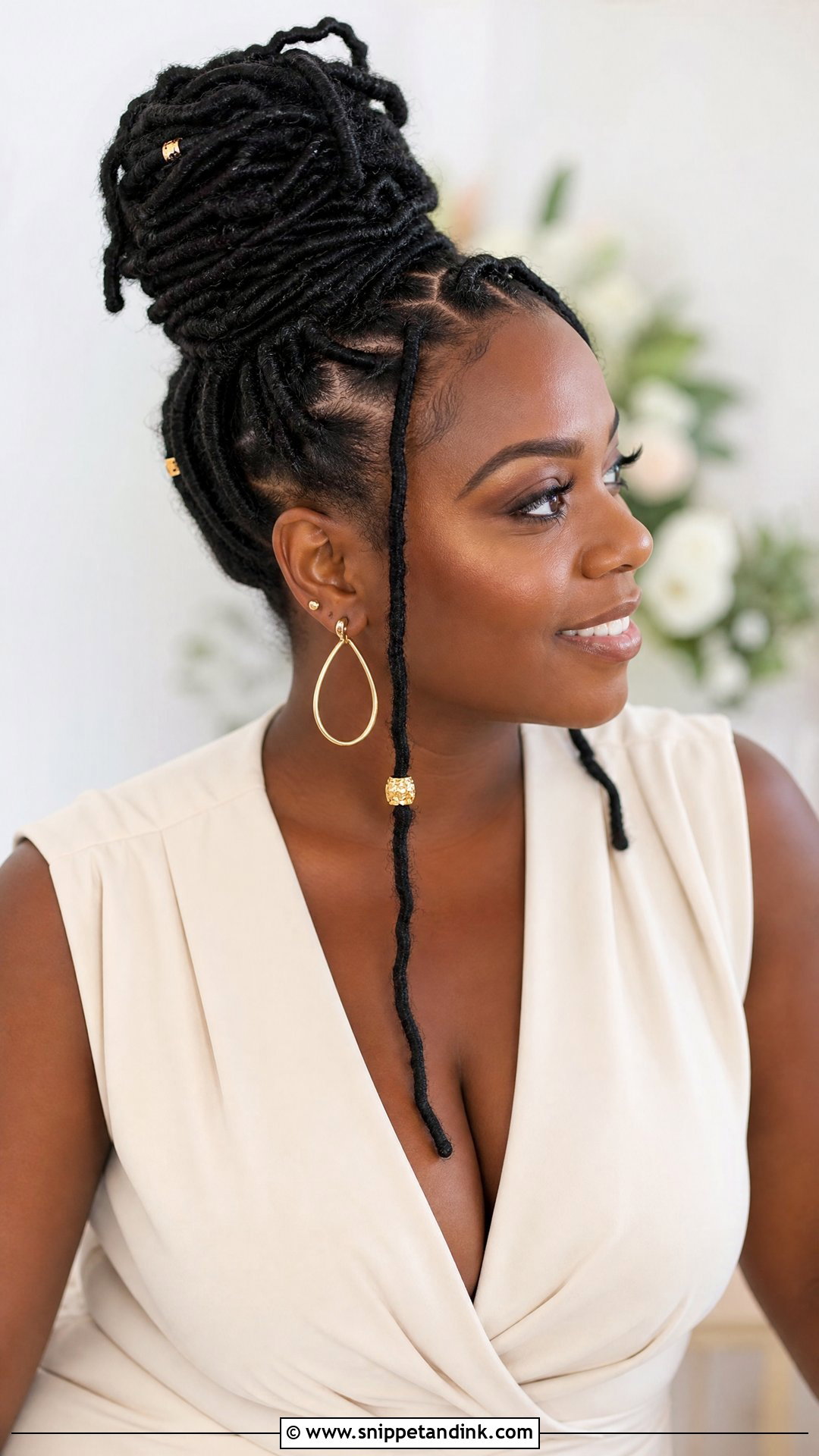 Wedding Guest Faux Locs Bun For Black Women - Snippet and Ink - 20 Wedding Guest Hair Black Women Ideas