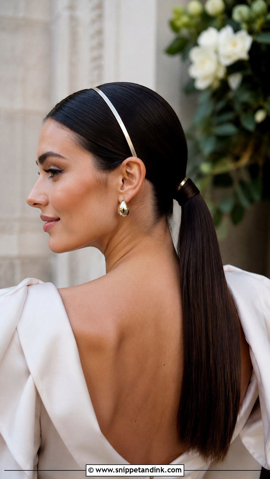 Wedding Guest Hair With Sleek Ponytail And Headband - Snippet and Ink - 15 Wedding Guest Hair with Headband Ideas