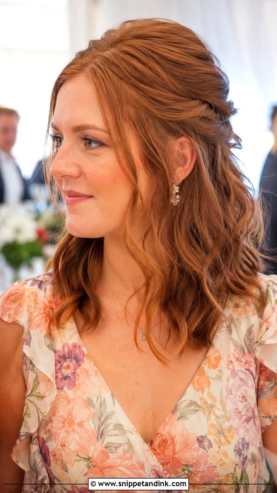Wedding Guest Half Up Waves Medium Hair - Snippet and Ink - 15 Wedding Guest Hair Down Medium Length Ideas
