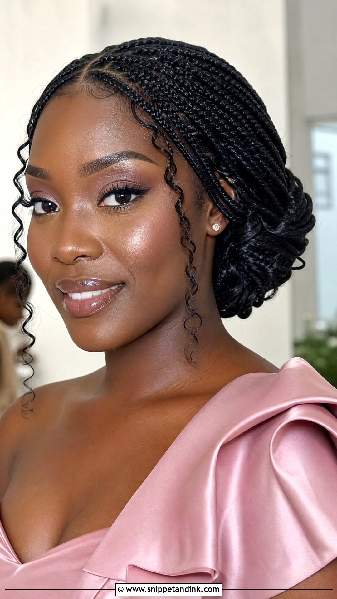 Wedding Guest Knotless Braids Updo For Black Women - Snippet and Ink - 20 Wedding Guest Hair Black Women Ideas