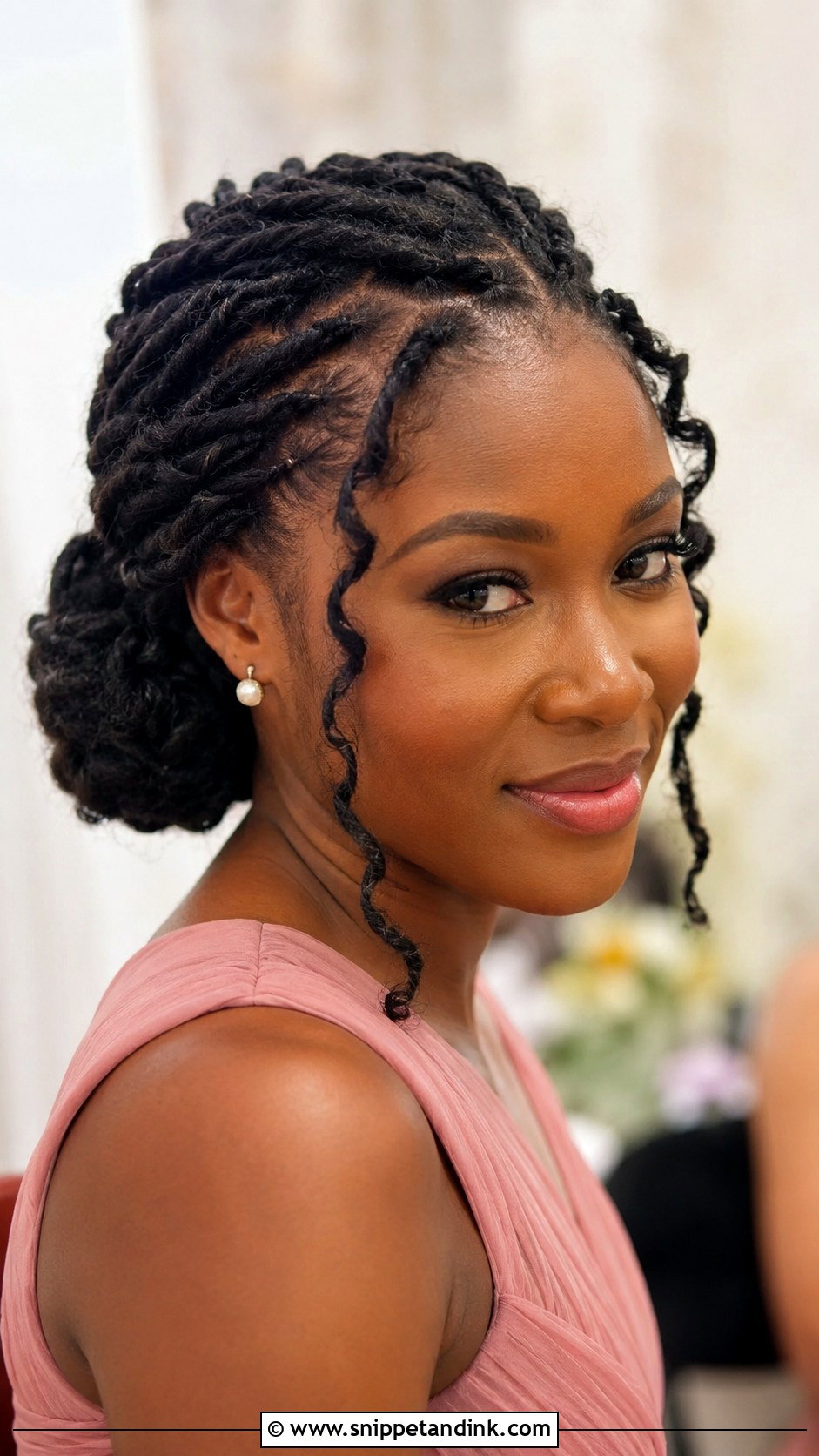 Wedding Guest Locs Crown Updo - Snippet and Ink - 15 Wedding Guest Locs Hairstyles
