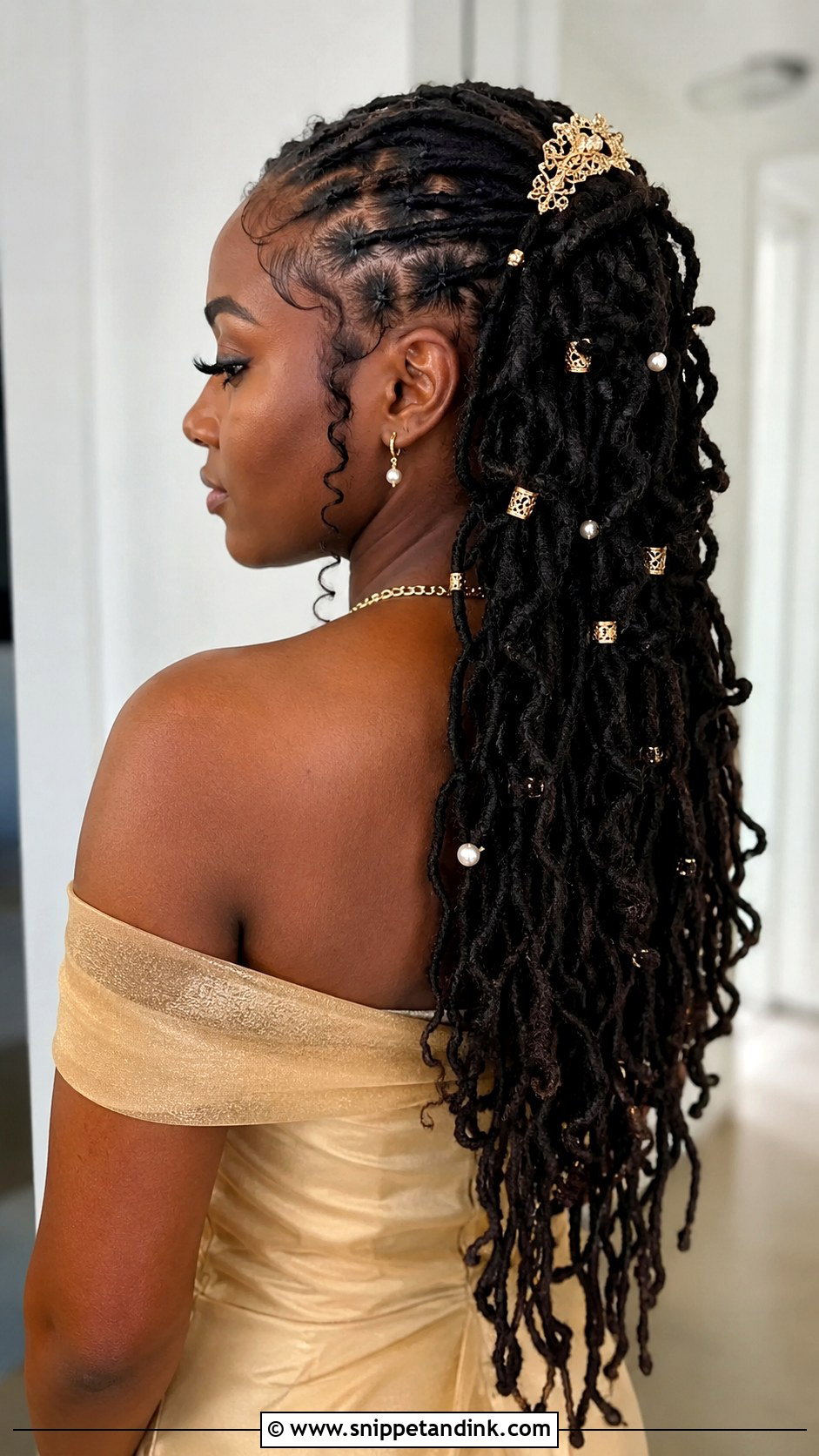 Wedding Guest Locs With Hair Jewelry - Snippet and Ink - 15 Wedding Guest Locs Hairstyles