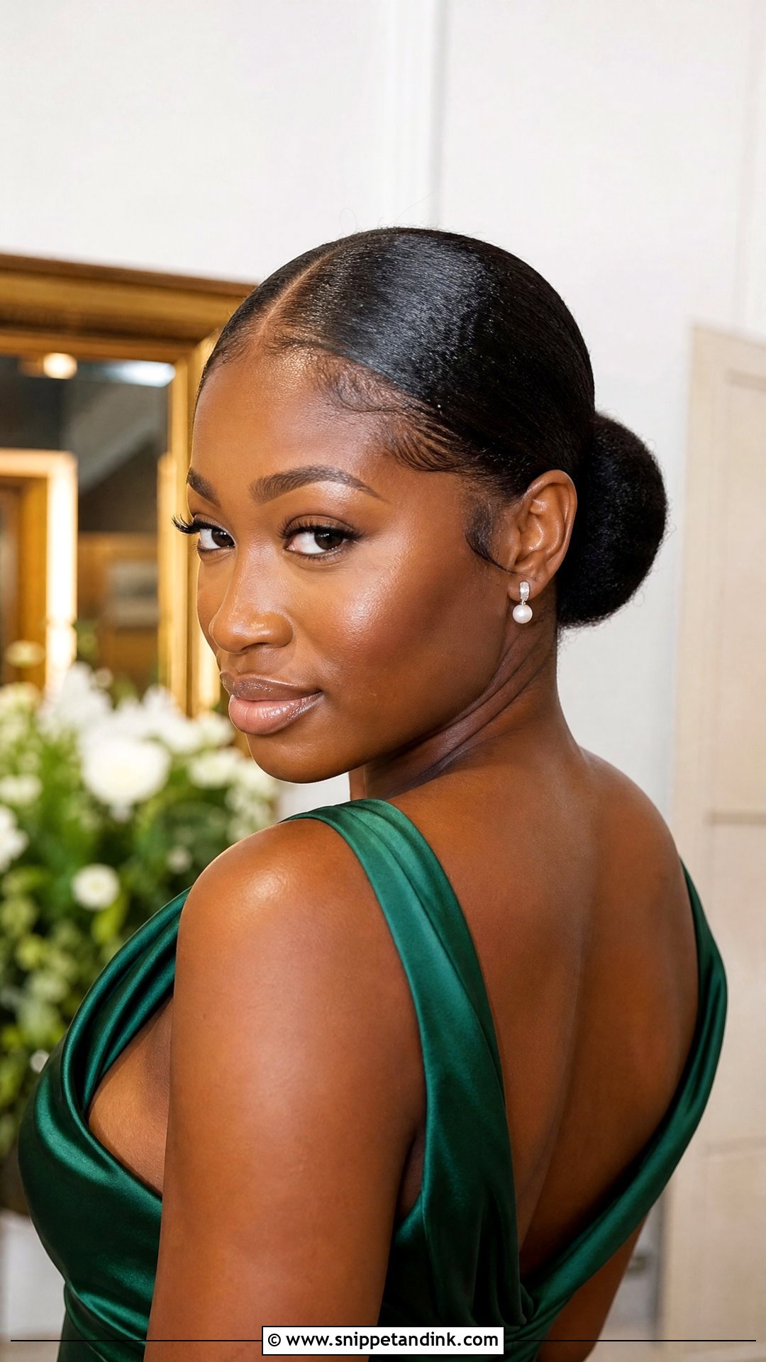 Wedding Guest Sleek Low Bun For Black Women - Snippet and Ink - 20 Wedding Guest Hair Black Women Ideas