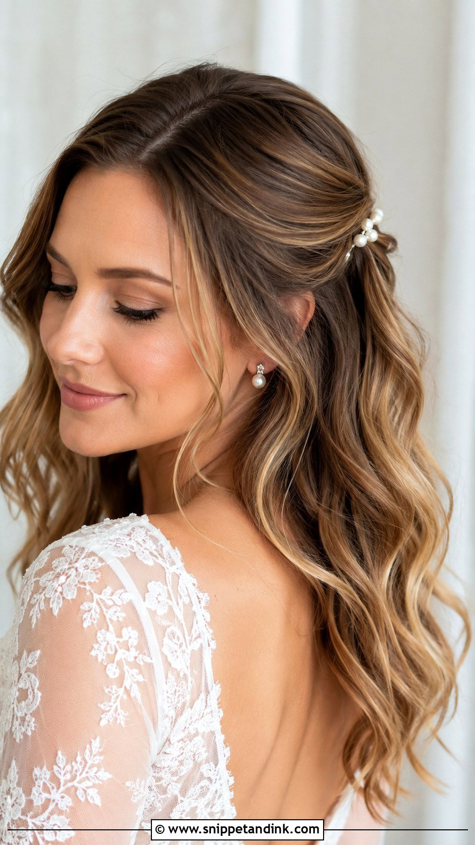 Wedding Hair Behind Ears With Pearl Pins - Snippet and Ink - 15 Wedding Hair Behind Ears