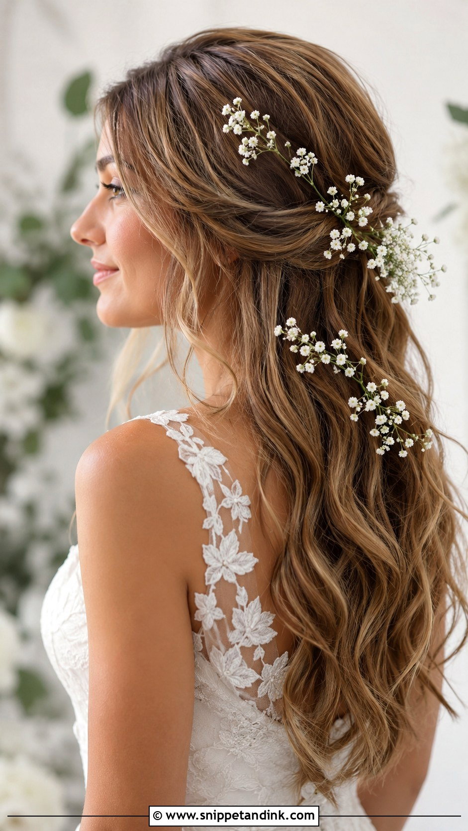 Wedding Hair Down With Babys Breath - Snippet and Ink - 15 Wedding Hair with Accessories