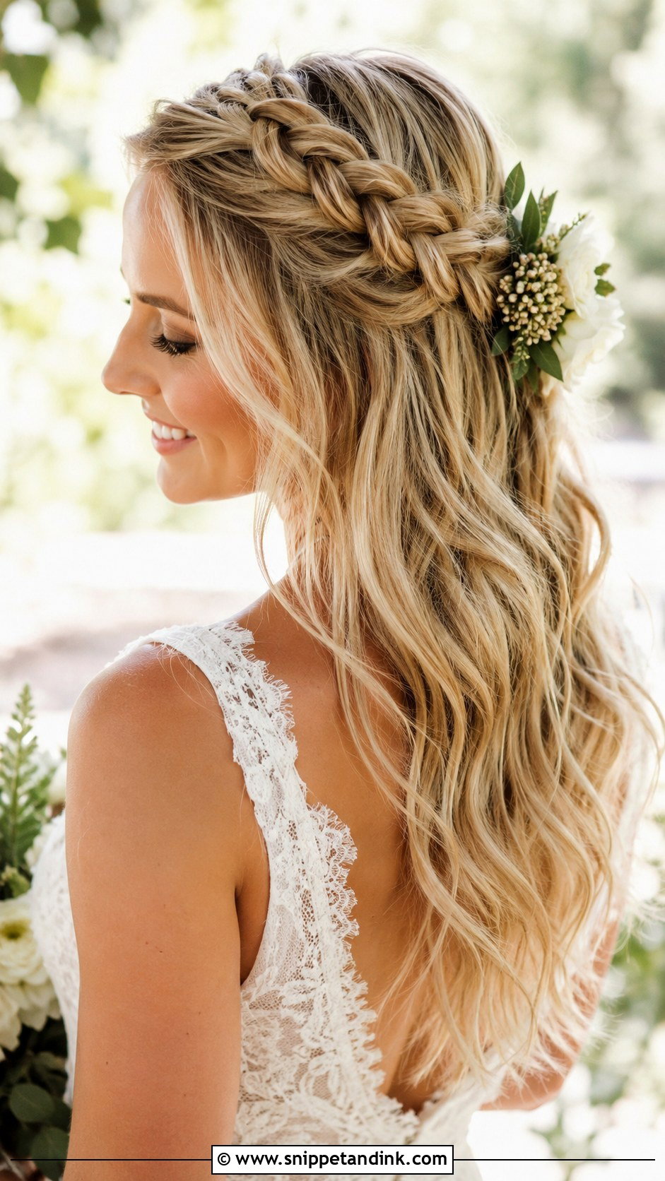 Wedding Hair Down With Braided Crown - Snippet and Ink - 20 Simple Wedding Hair Down Ideas