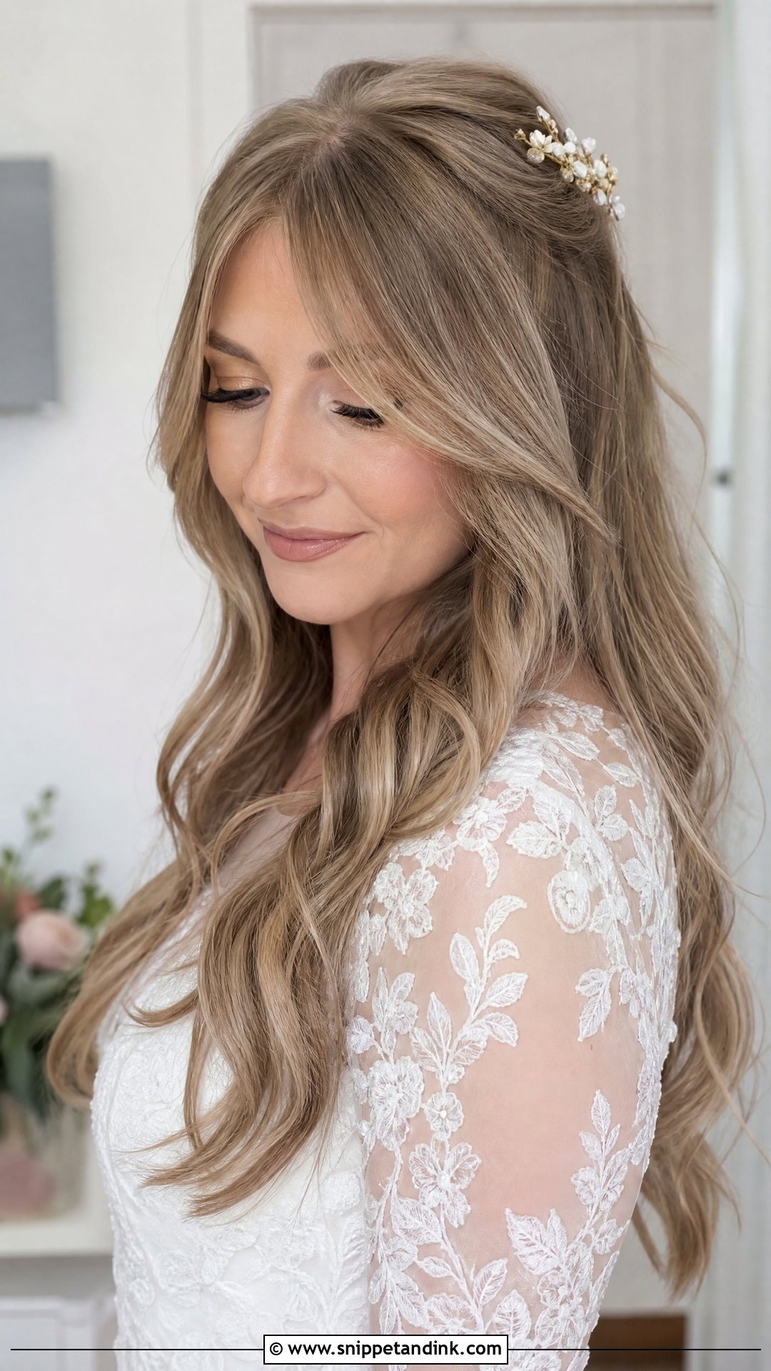 Wedding Hair Down With Curtain Bangs - Snippet and Ink - 20 Romantic Wedding Hair Down Ideas