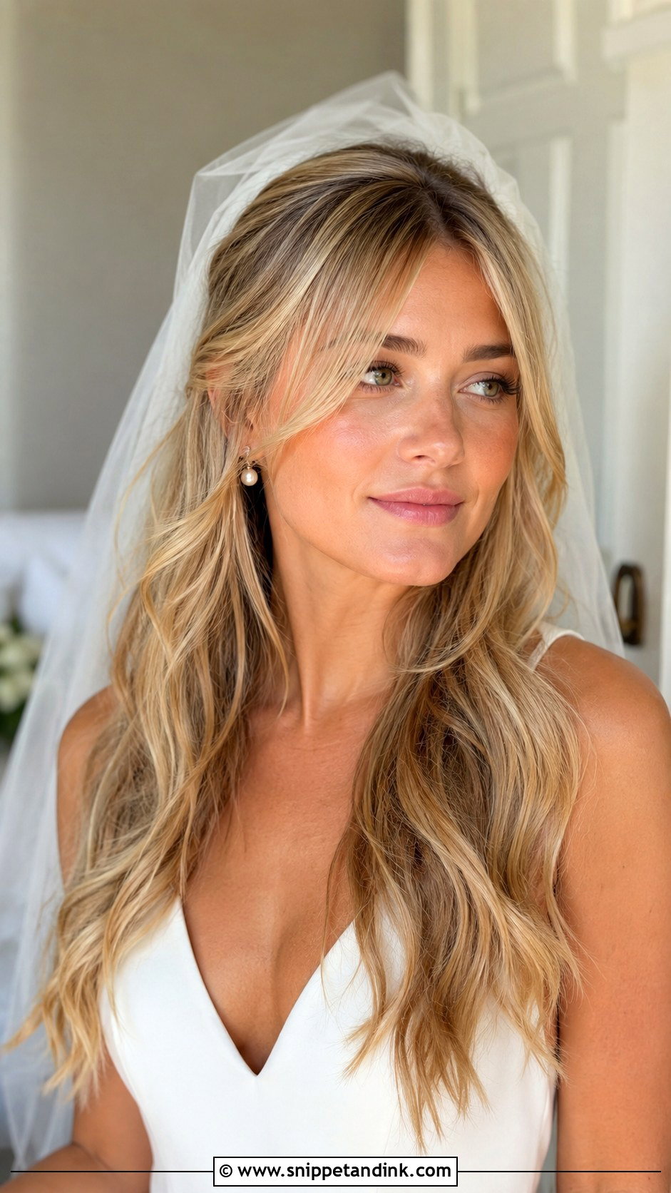 Wedding Hair Down With Curtain Bangs - Snippet and Ink - 15 Wedding Bridal Hair Down Ideas