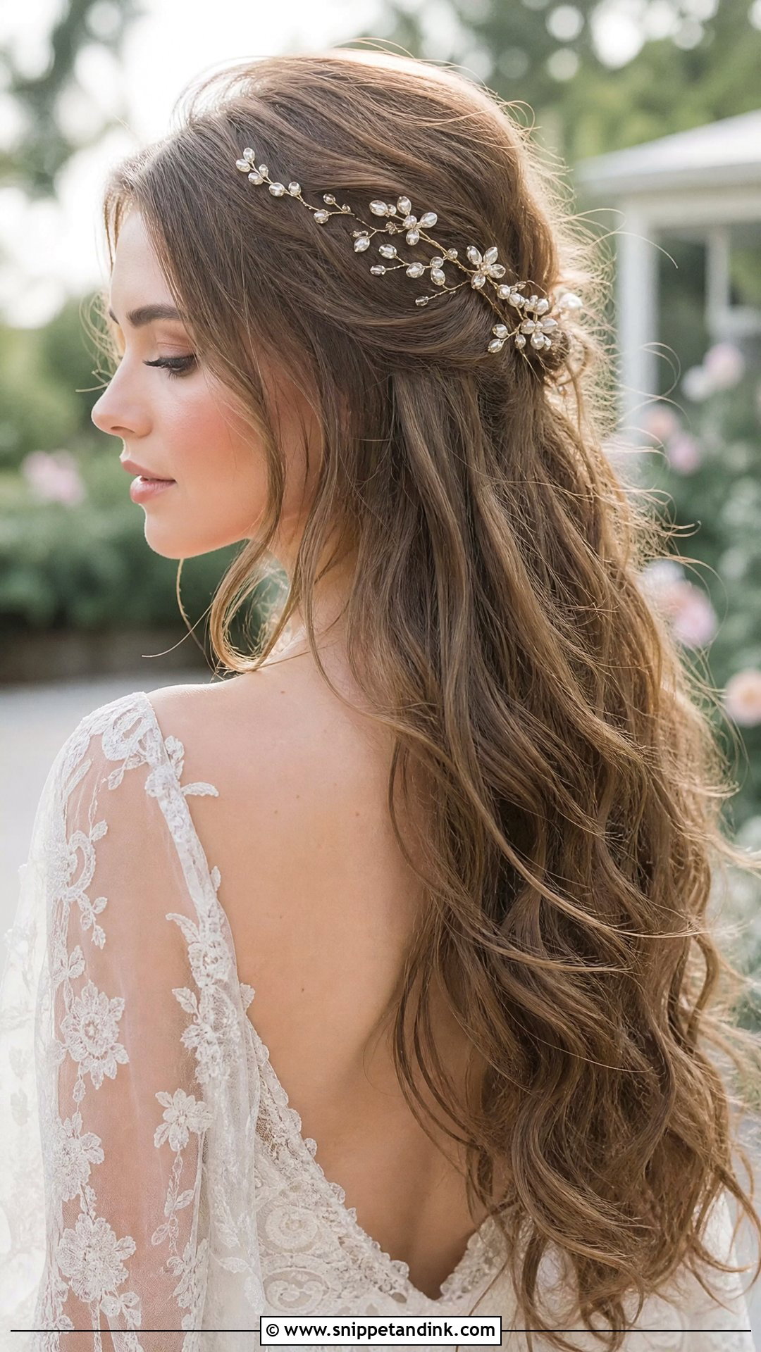 Wedding Hair Down With Hair Vine - Snippet and Ink - 20 Long Hair Wedding Styles All Down