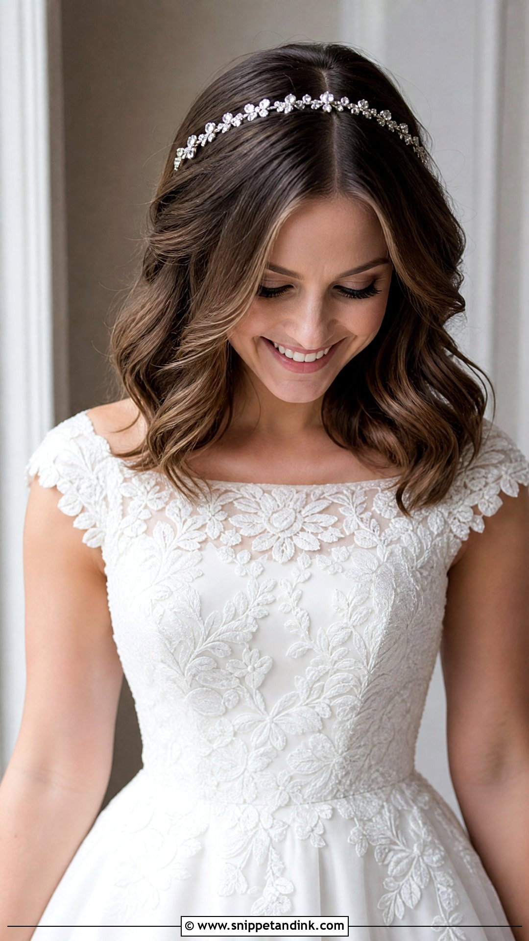 Wedding Hair Down With Headband For Medium Hair - Snippet and Ink - 20 Wedding Hair Down with Headband Ideas