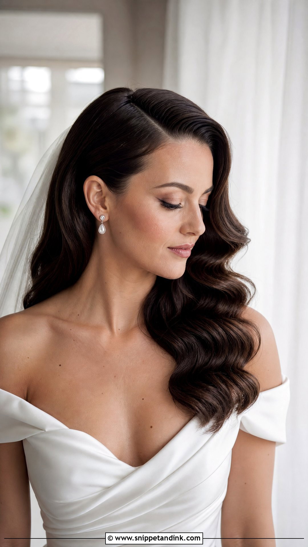 Wedding Hair Down With Hollywood Waves - Snippet and Ink - 20 Romantic Wedding Hair Down Ideas