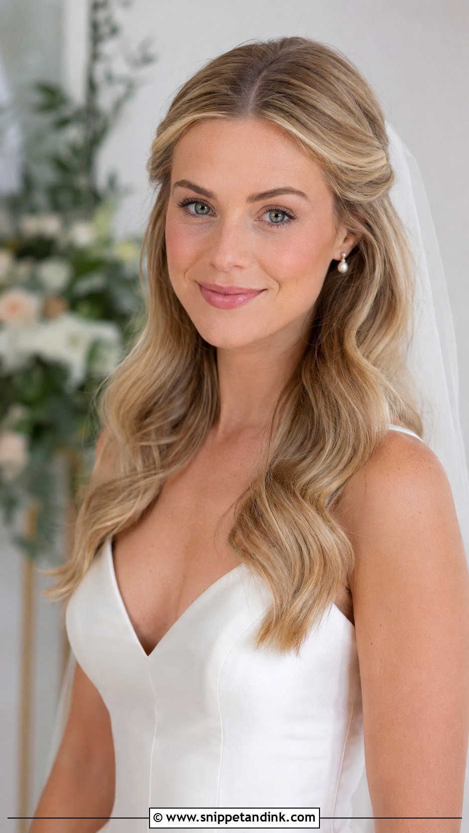 Wedding Hair Down With Middle Part Tucked Behind Ears - Snippet and Ink - 15 Wedding Hair Down Tucked Behind Ears Ideas