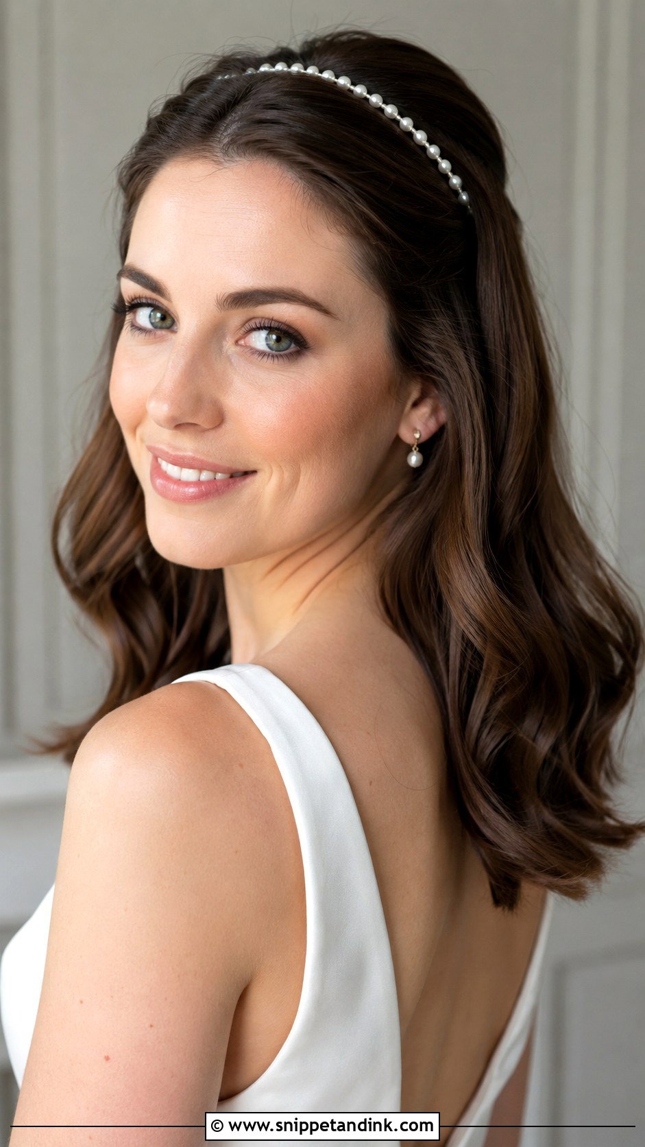 Wedding Hair Down With Pearl Crown - Snippet and Ink - 15 Wedding Hair Down with Pearls