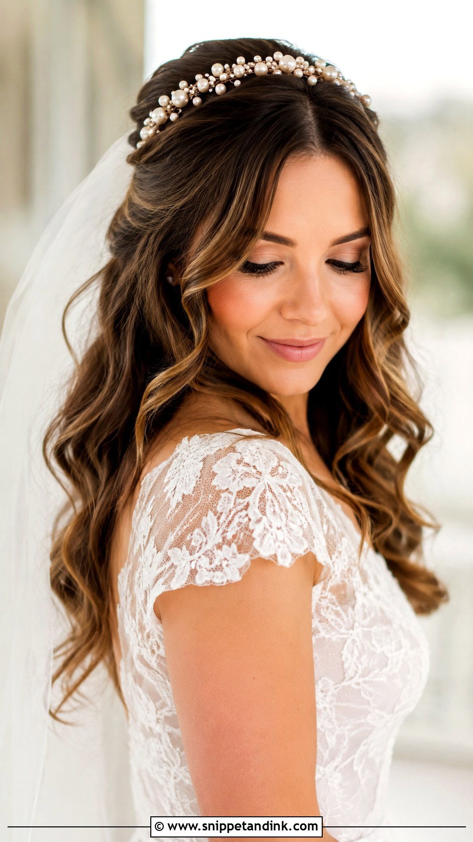 Wedding Hair Down With Pearl Halo - Snippet and Ink - 15 Wedding Hair Down with Pearls