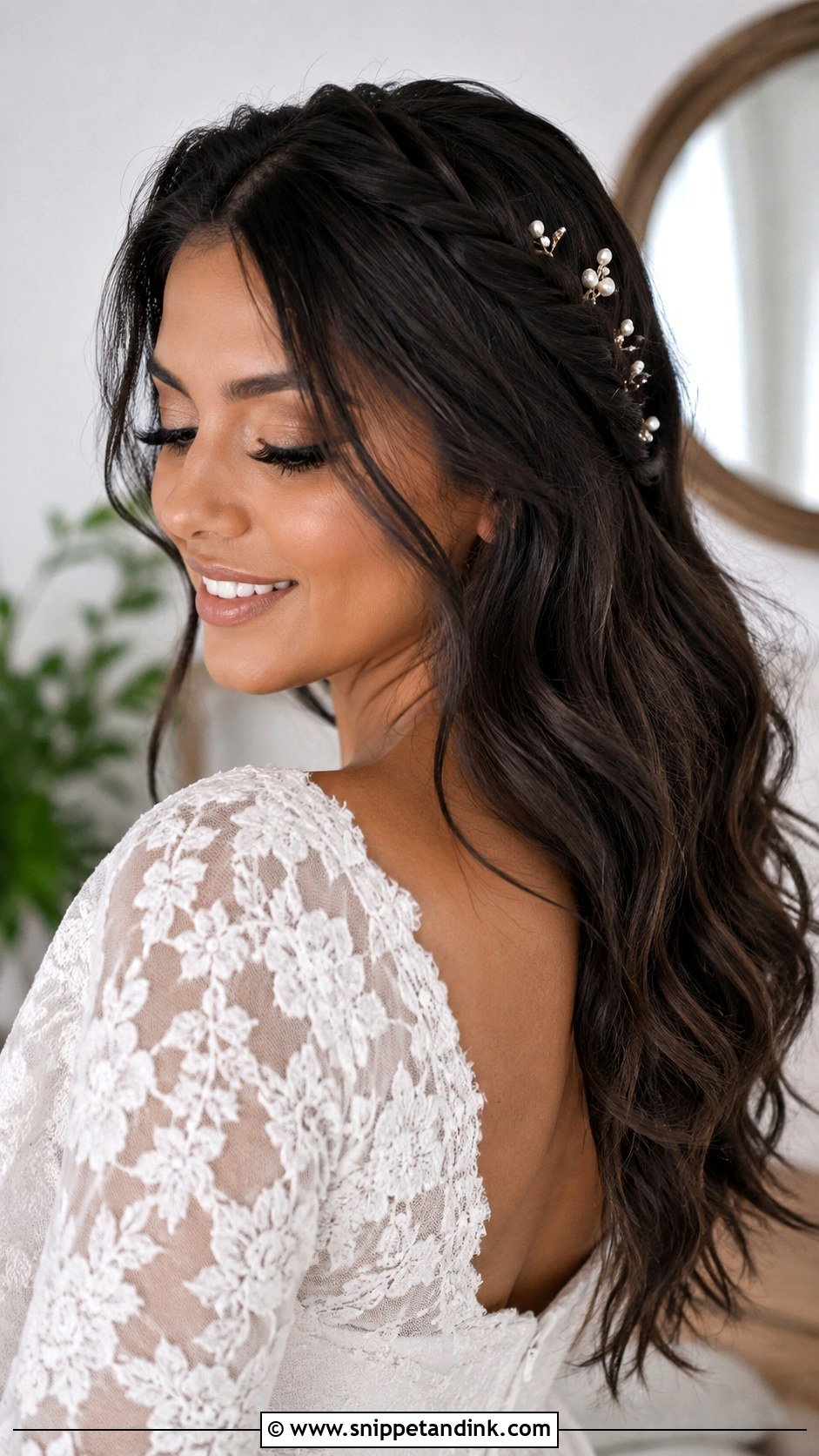 Wedding Hair Down With Pearl Headband - Snippet and Ink - 15 Wedding Hair Down with Pearls