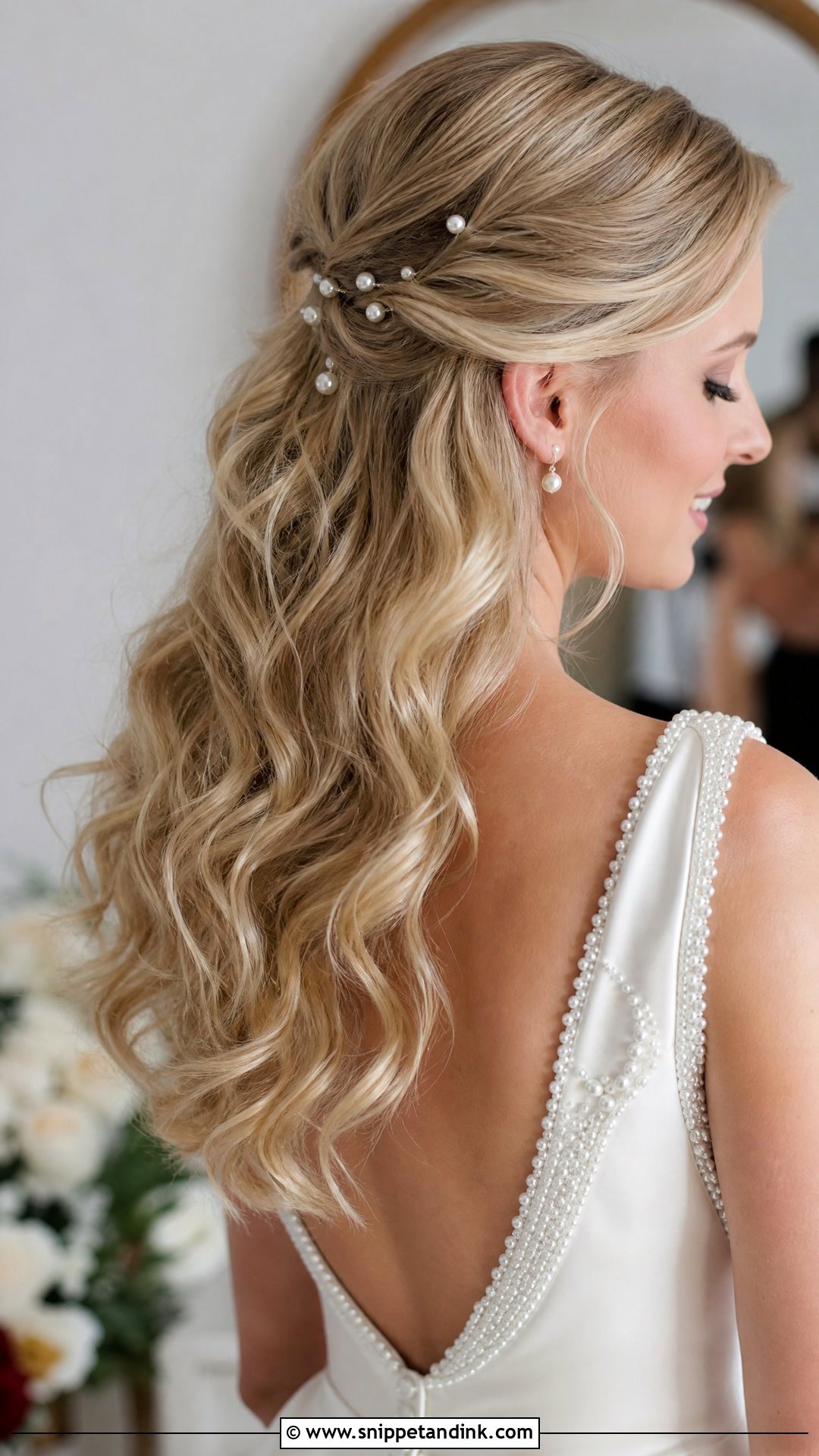 Wedding Hair Down With Pearl Pins - Snippet and Ink - 20 Romantic Wedding Hair Down Ideas