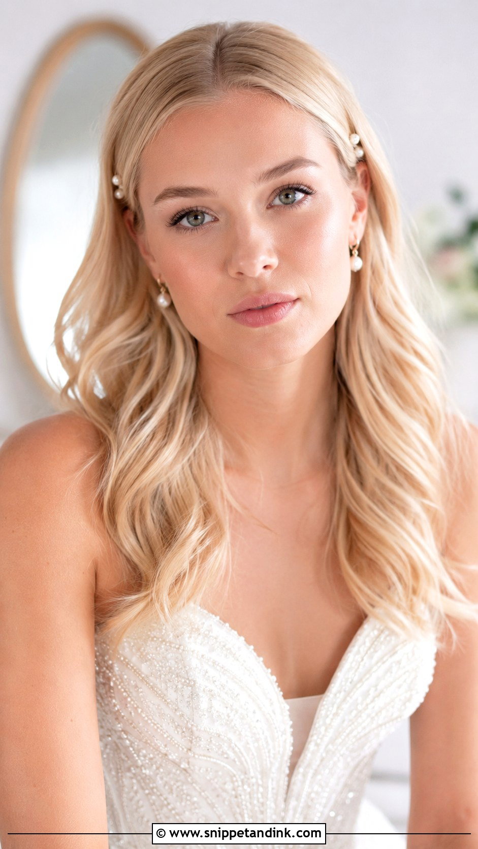 Wedding Hair Down With Pearl Pins Tucked Behind Ears - Snippet and Ink - 15 Wedding Hair Down Tucked Behind Ears Ideas