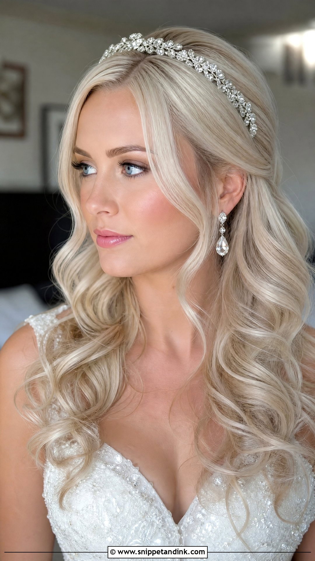 Wedding Hair Down With Silver Headband - Snippet and Ink - 20 Wedding Hair Down with Headband Ideas