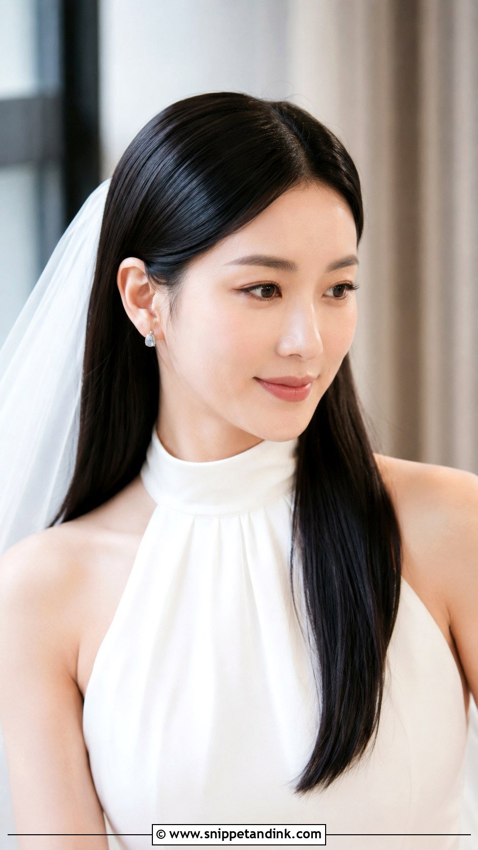 Wedding Hair Down With Sleek Straight Hair - Snippet and Ink - 15 Wedding Bridal Hair Down Ideas