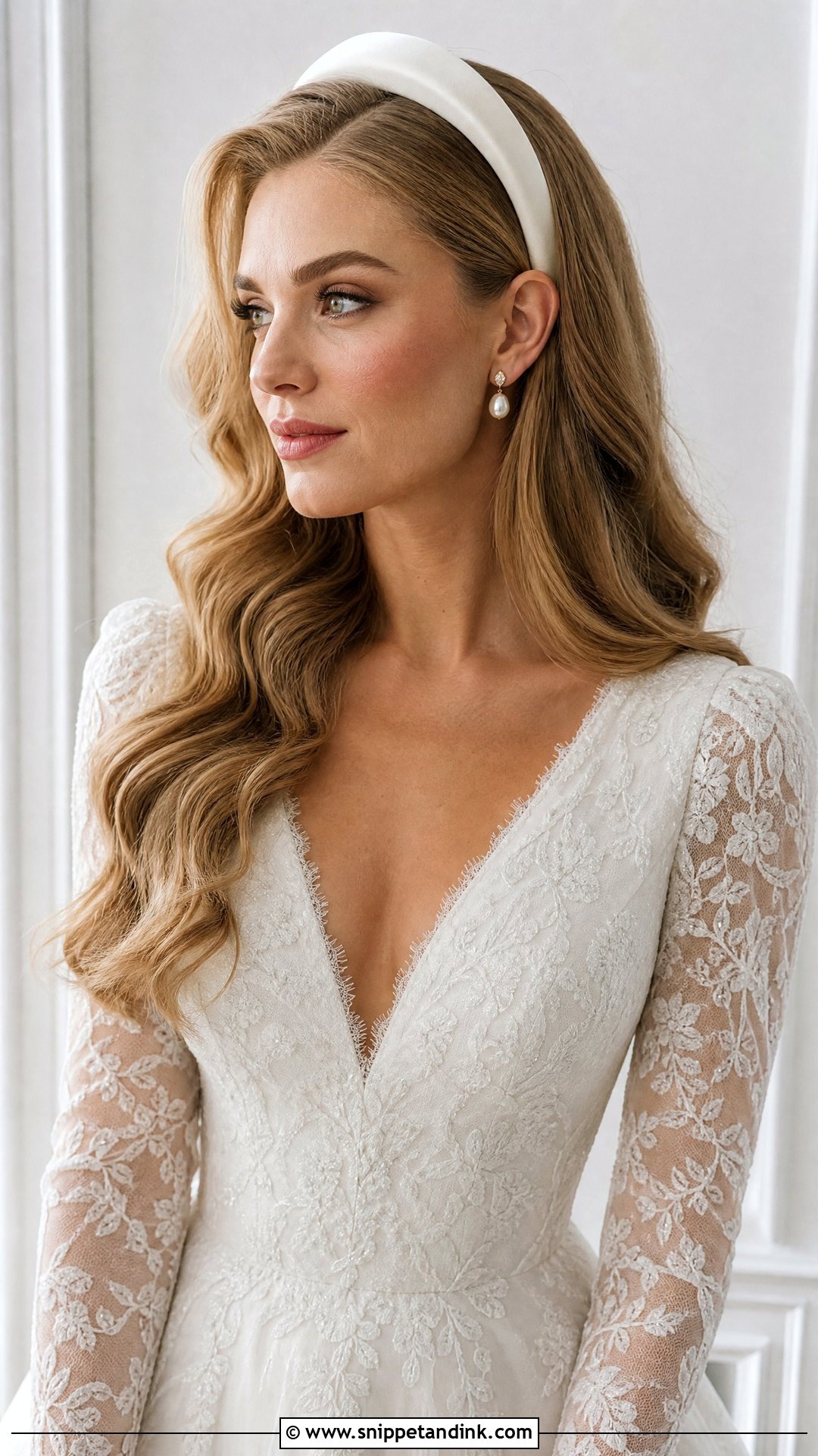Wedding Hair Down With Velvet Headband - Snippet and Ink - 20 Wedding Hair Down with Headband Ideas
