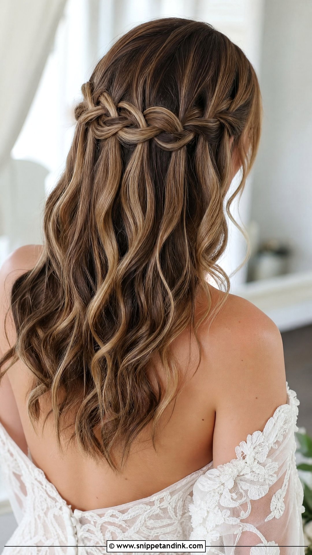 Wedding Hair Down With Waterfall Braid - Snippet and Ink - 20 Romantic Wedding Hair Down Ideas