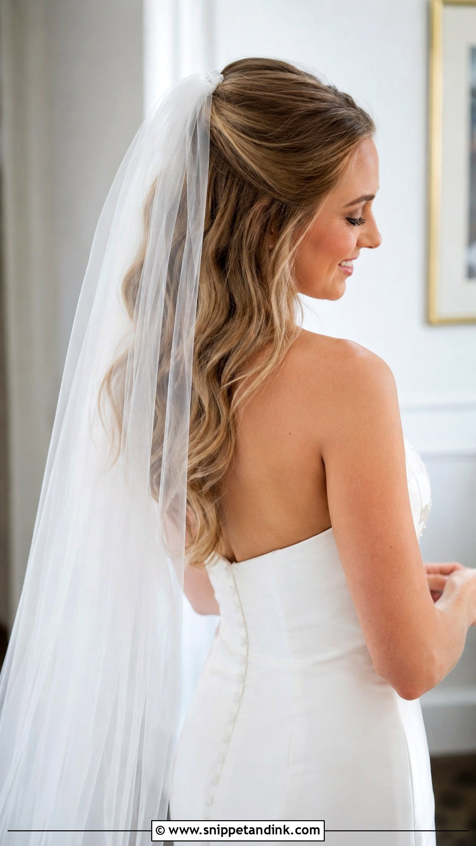 Wedding Hair Down with Veil for Medium Length - Snippet and Ink - 20 Medium Length Wedding Hair Down Ideas