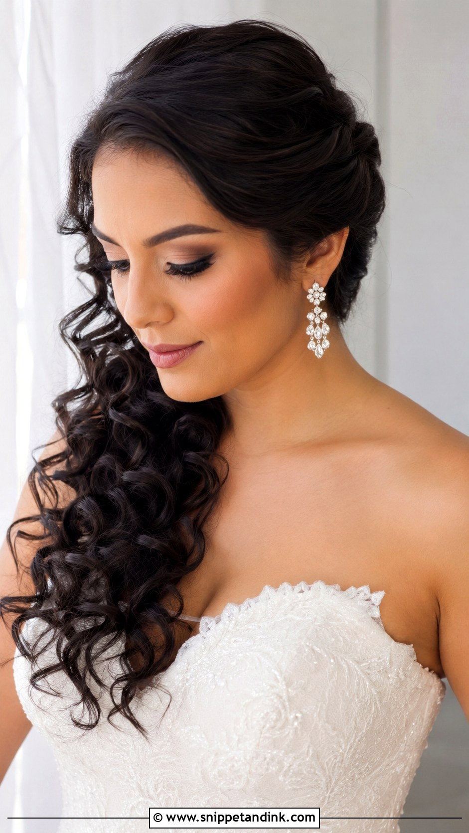 Wedding Hair Pinned On One Side With Curly Hair - Snippet and Ink - 15 Wedding Hair Pinned on One Side Ideas