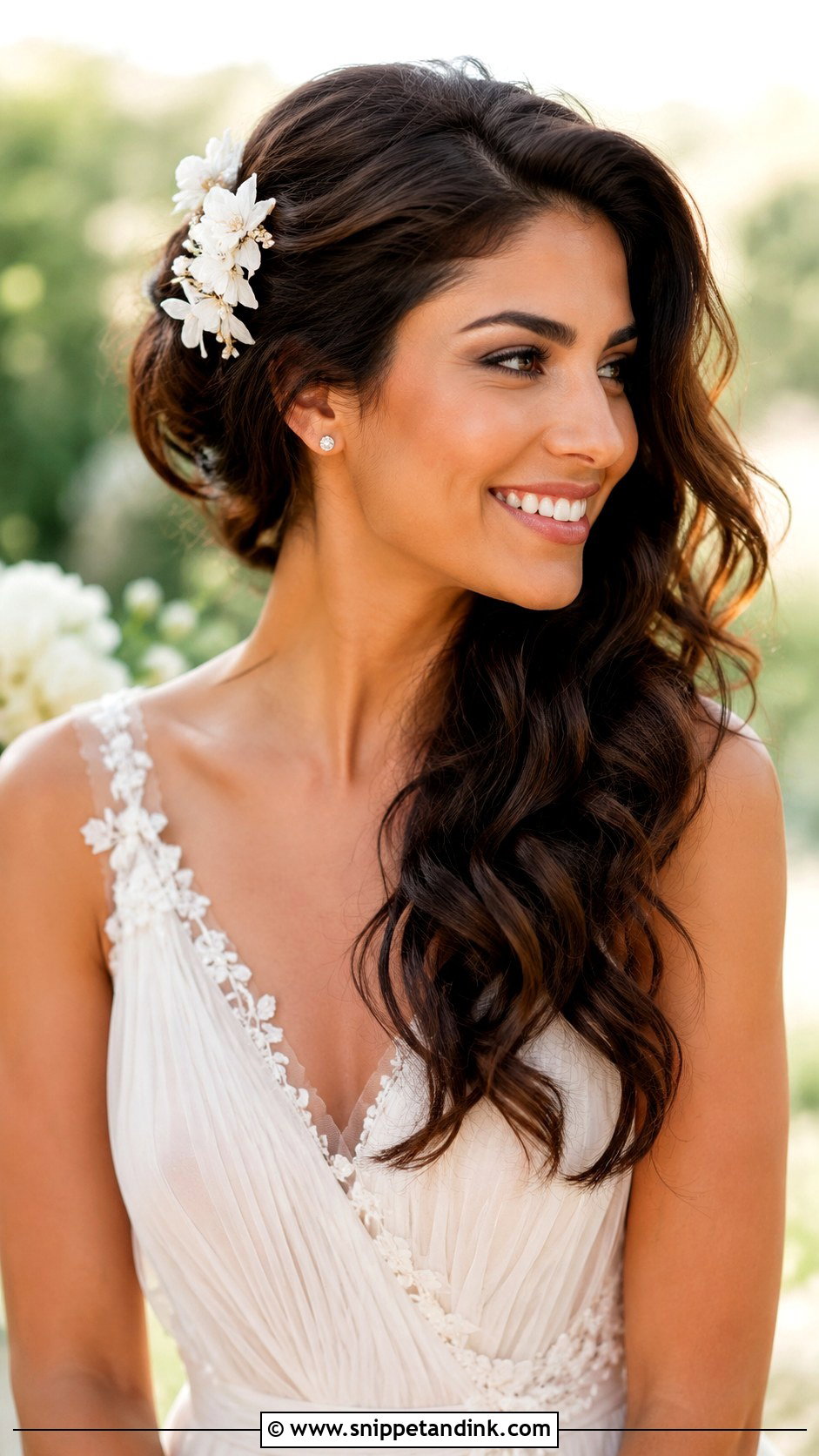 Wedding Hair Pinned On One Side With Flower Clip - Snippet and Ink - 15 Wedding Hair Pinned on One Side Ideas