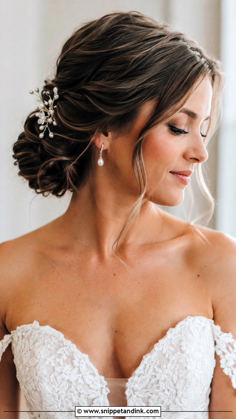 Wedding Hair Pinned On One Side With Low Bun - Snippet and Ink - 15 Wedding Hair Pinned on One Side Ideas