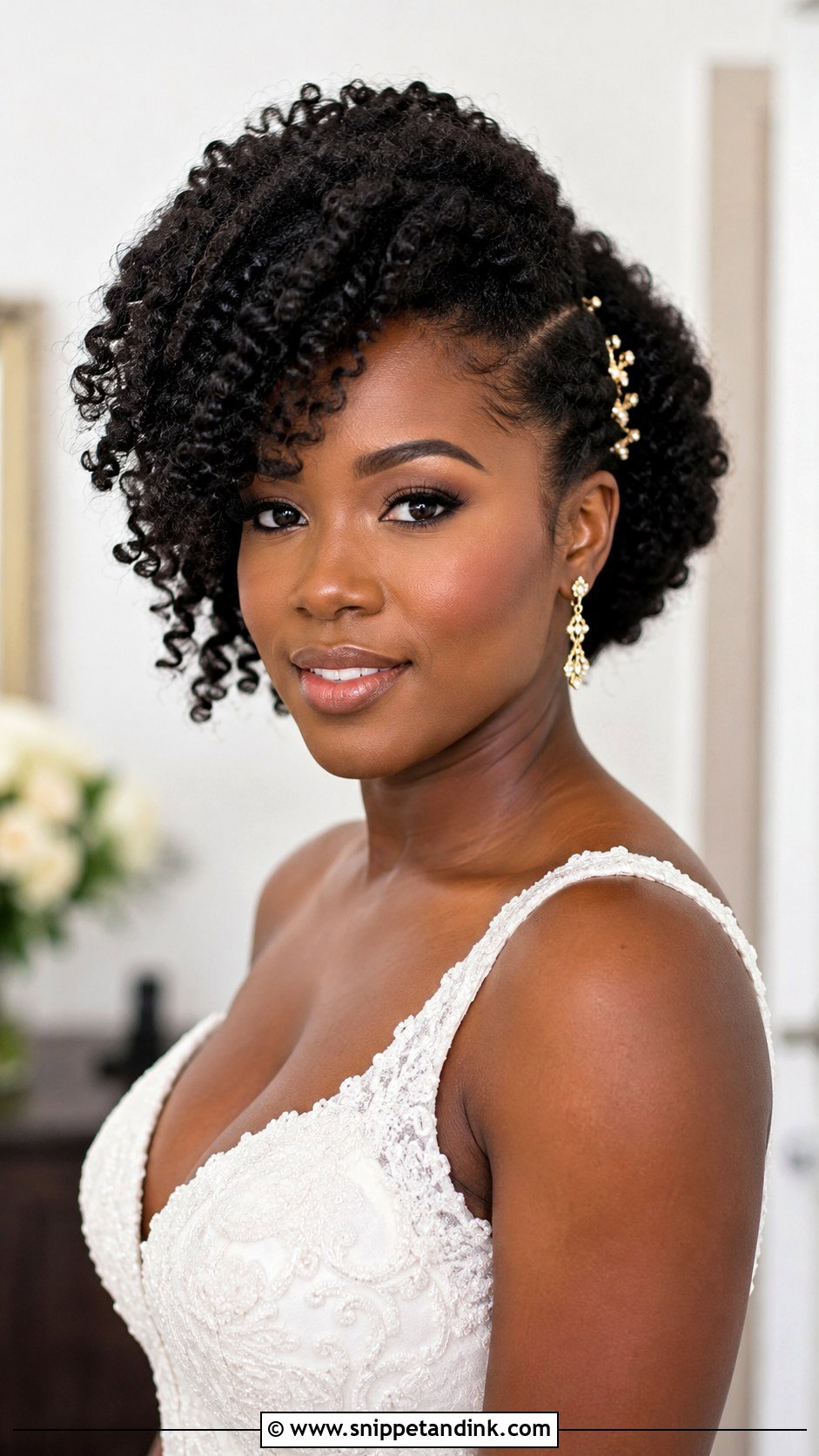 Wedding Hair Pinned On One Side With Natural Hair - Snippet and Ink - 15 Wedding Hair Pinned on One Side Ideas