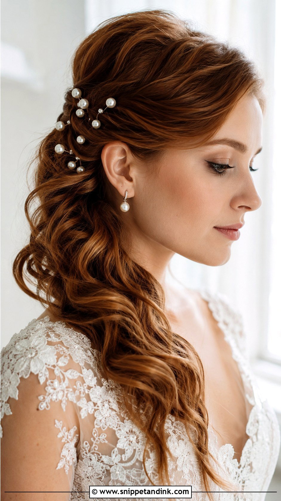 Wedding Hair Pinned On One Side With Pearl Pins - Snippet and Ink - 15 Wedding Hair Pinned on One Side Ideas