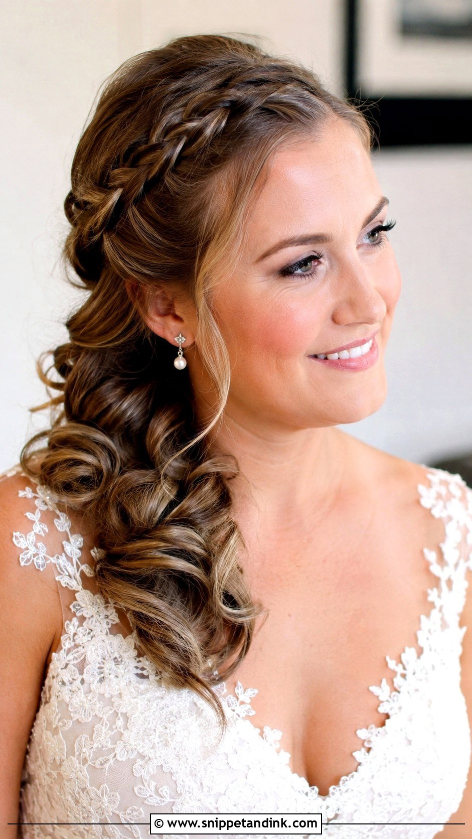 Wedding Hair Pinned On One Side With Side Braid - Snippet and Ink - 15 Wedding Hair Pinned on One Side Ideas