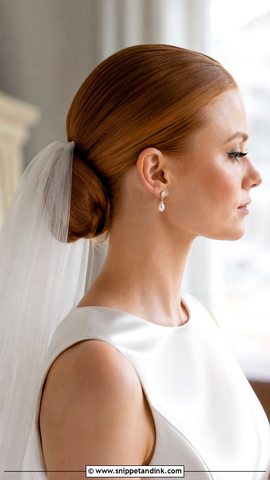 Wedding Hair Slick Back Bun With Veil - Snippet and Ink - 15 Wedding Hair Slick Back Bun Updo Ideas