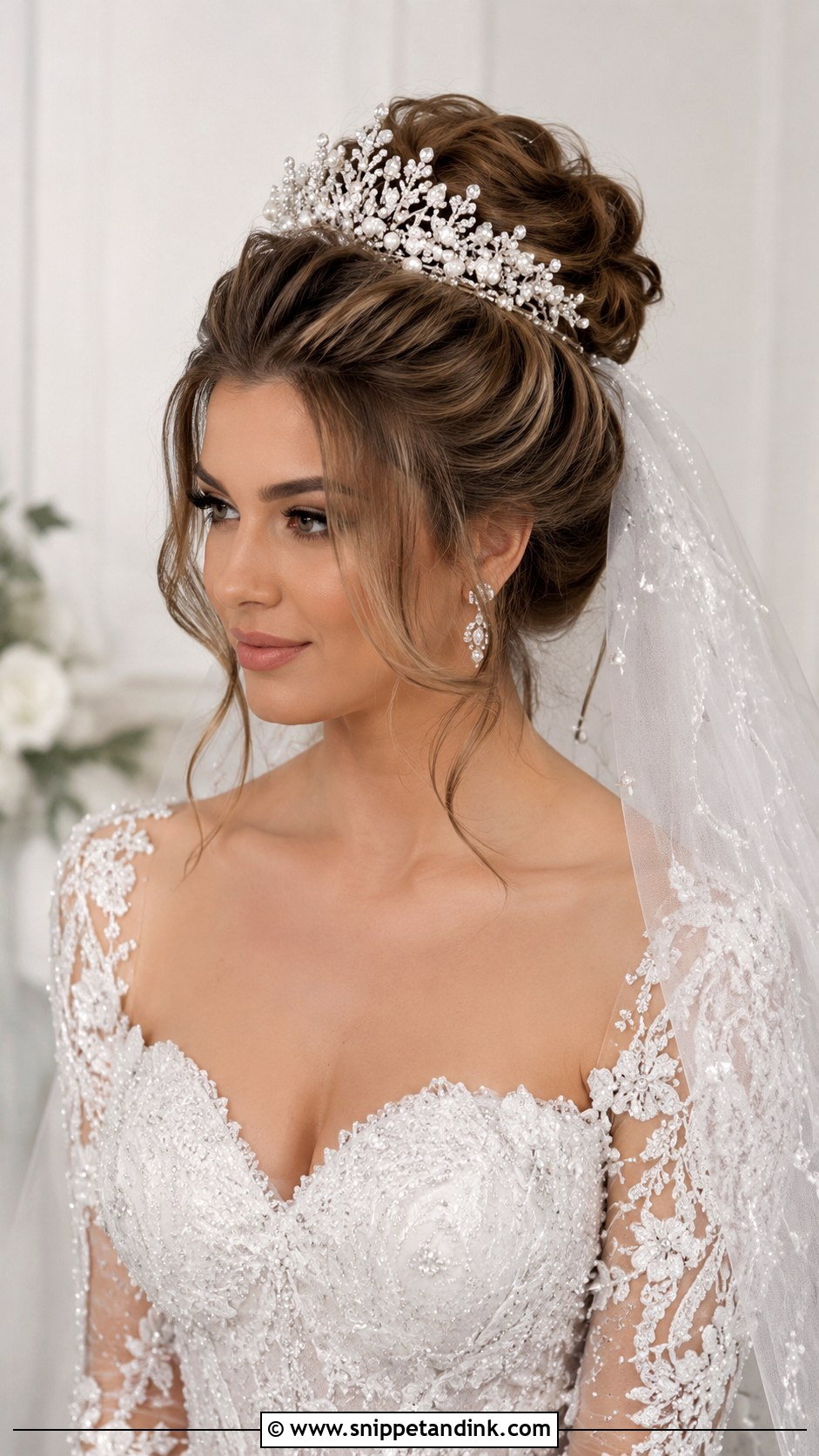 Wedding Hair With Bridal Crown - Snippet and Ink - 15 Wedding Hair with Headpiece Ideas