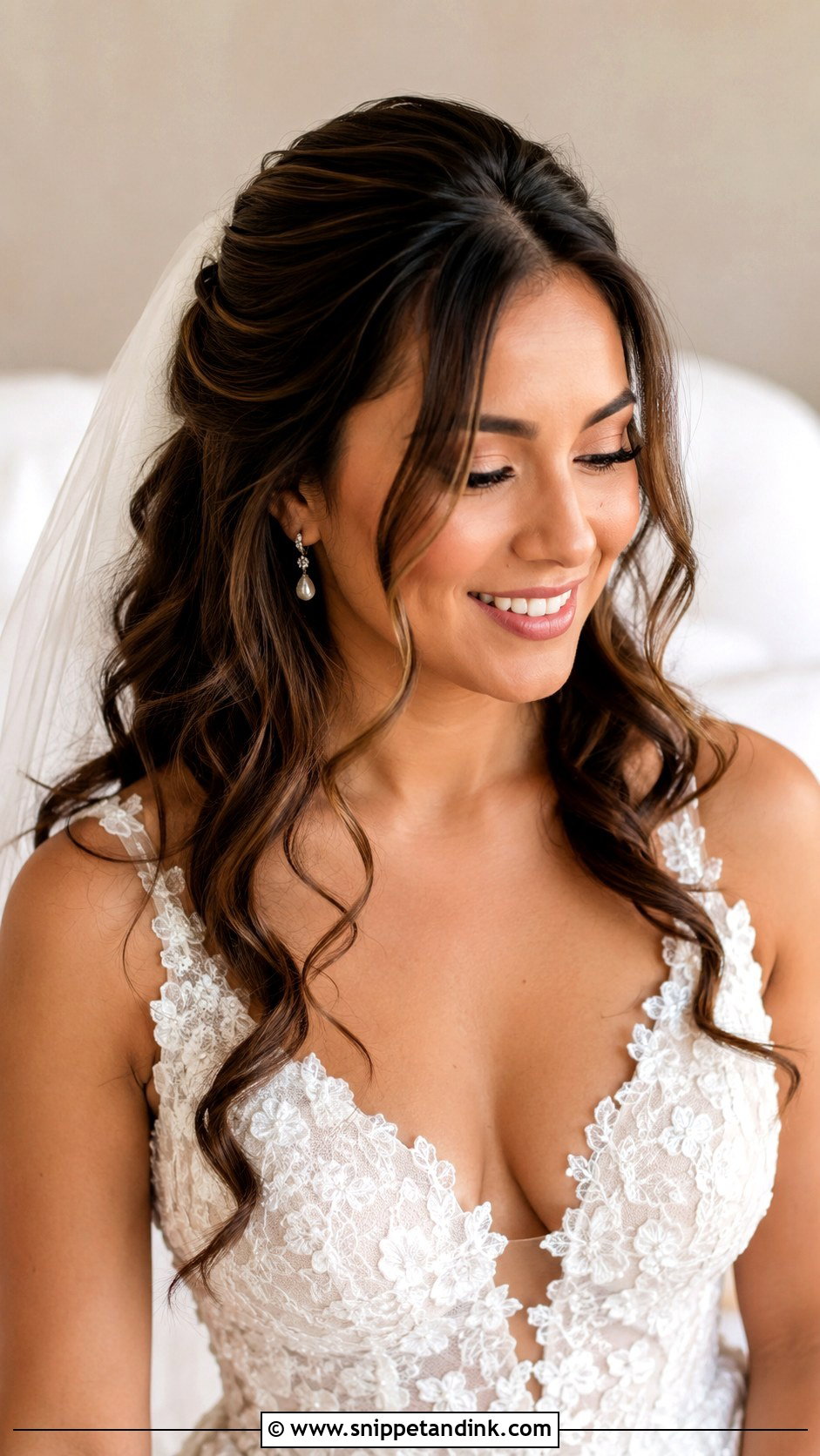 Wedding Hair With Face Framing Pieces - Snippet and Ink - 15 Mostly Down Wedding Hair Ideas