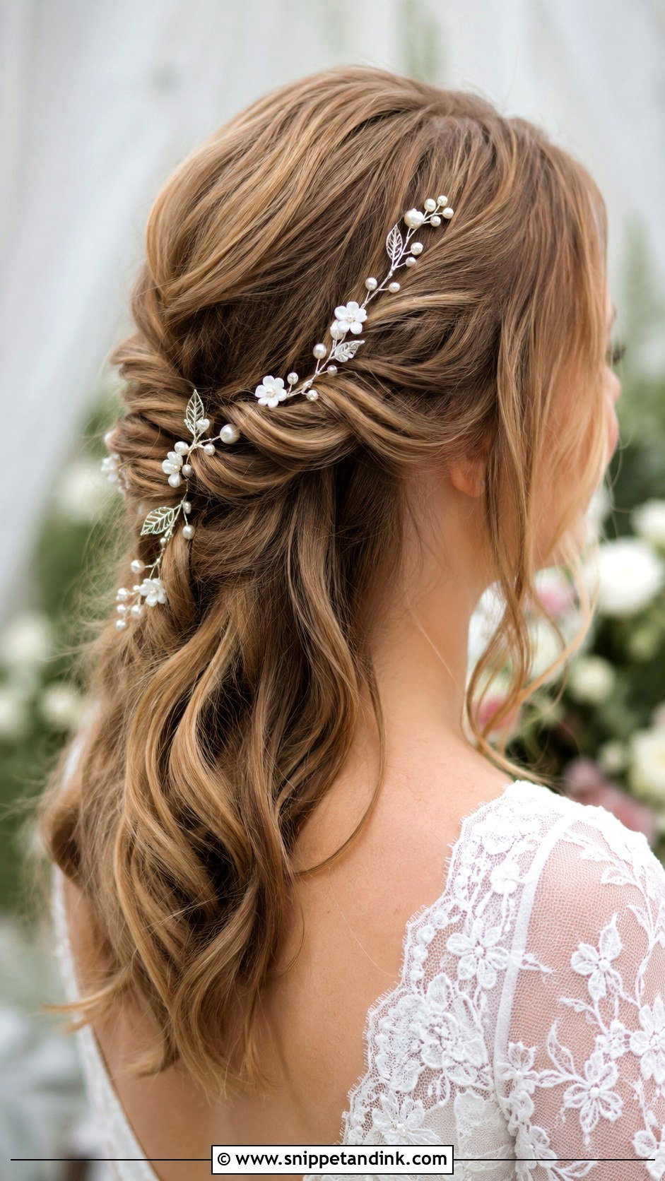 Wedding Hair With Floral Hair Vine - Snippet and Ink - 15 Wedding Hair with Headpiece Ideas