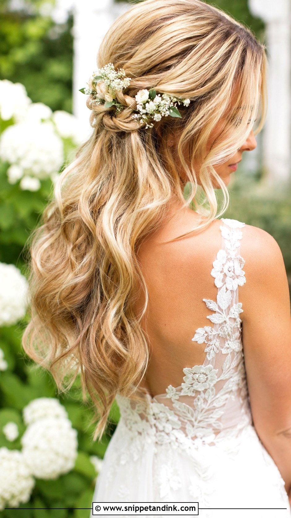 Wedding Hair With Flowers Down - Snippet and Ink - 15 Mostly Down Wedding Hair Ideas