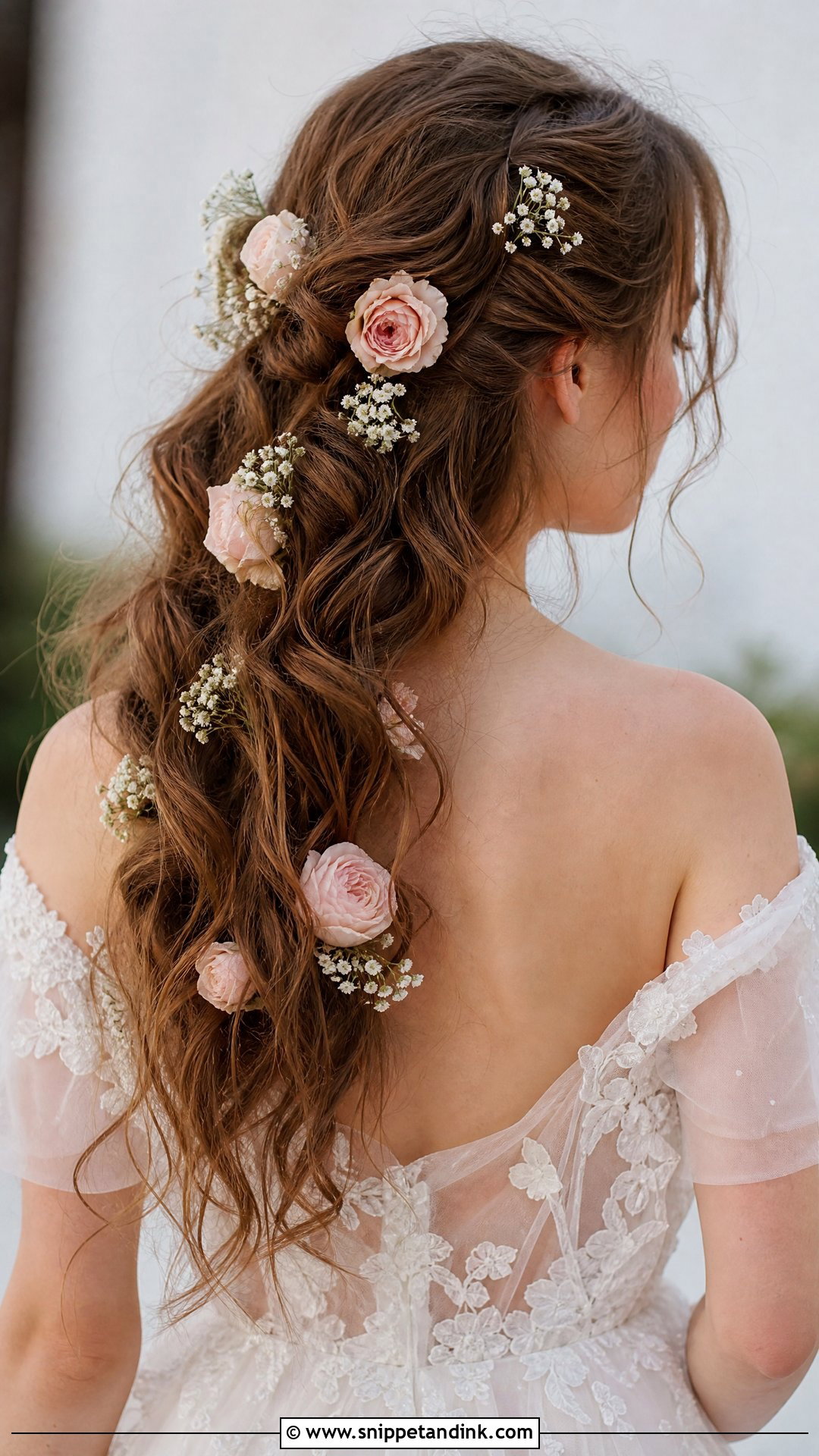 Wedding Hair With Flowers Woven Through - Snippet and Ink - 20 Soft Wedding Hair Ideas