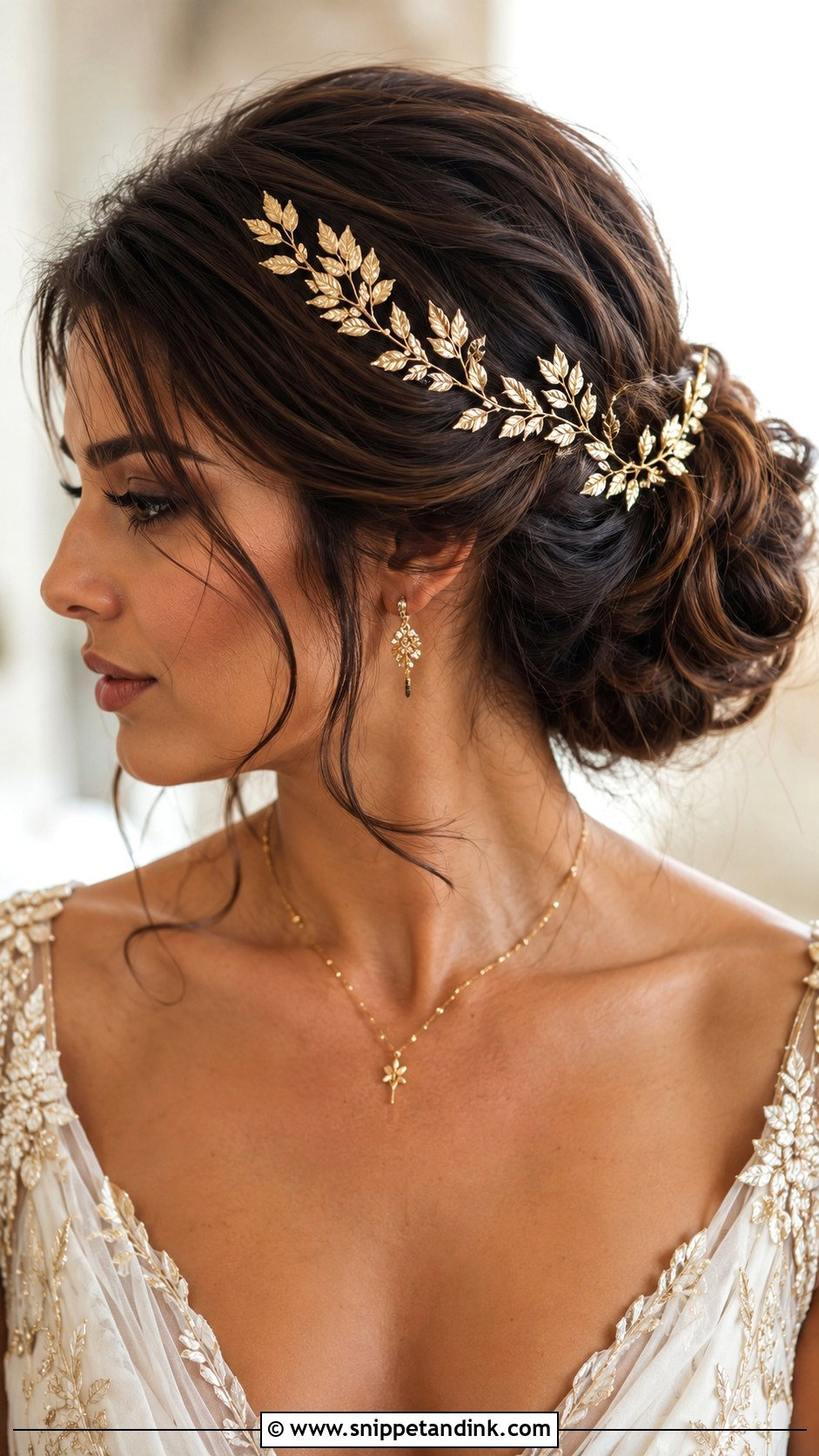 Wedding Hair With Gold Headpiece - Snippet and Ink - 15 Wedding Hair with Headpiece Ideas
